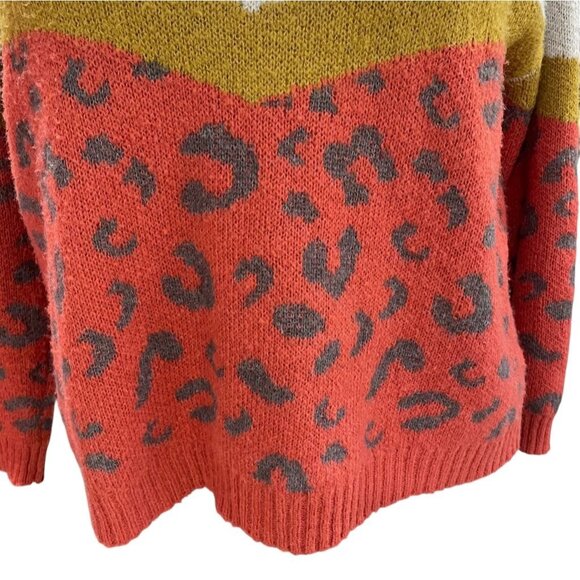 Easel 1X Colorblock Leopard Sweater Winter Coquette Soft Girl Whimsical Cozy - Picture 7 of 8